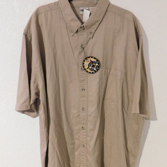 1250 North Short Sleeve Button Front Shirt With Pocket Tan 3XL - Picture 1 of 7